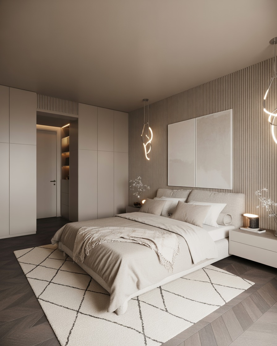 فضای داخلی دنج اتاق خواب با لایههای گرم