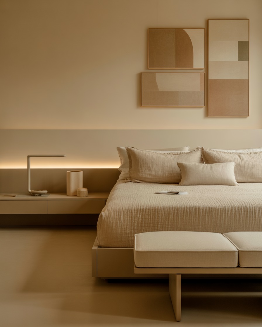 آرامش ژاپندی با بافت‌های طبیعی در اتاق خواب